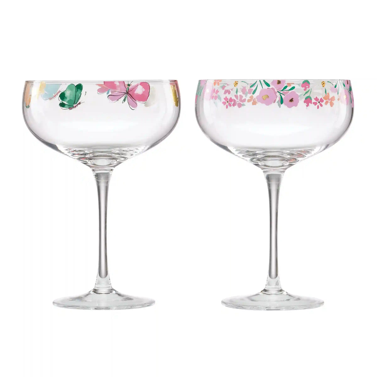 Floral Brights Coupe Glasses, Set of 2