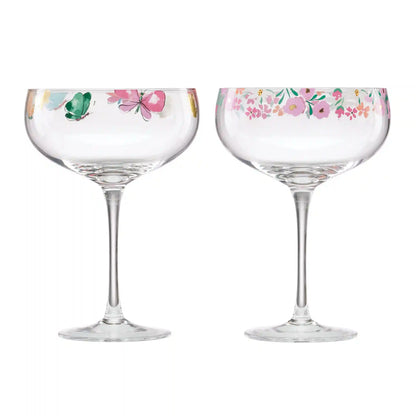 Floral Brights Coupe Glasses, Set of 2