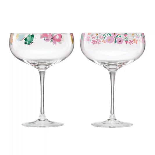 Floral Brights Coupe Glasses, Set of 2