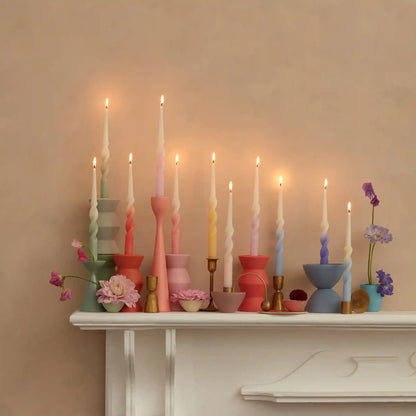 Rainbow Twisted Table Candles, Set of 8