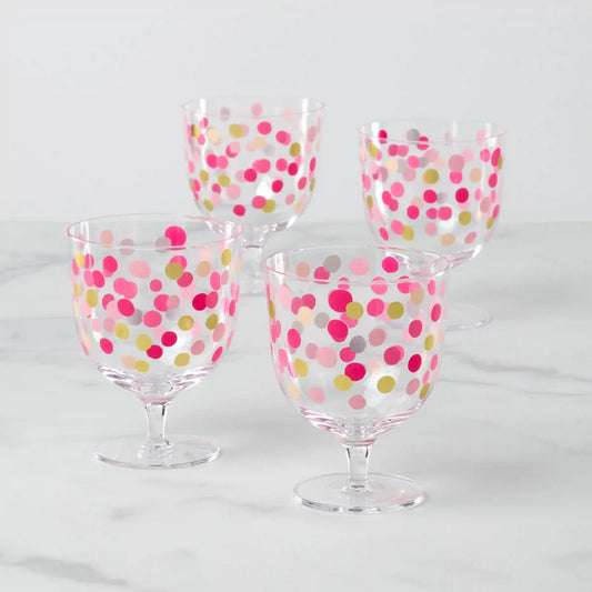 It's Raining Confetti Short Wine Glasses, Set of 4