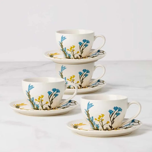 Wildflowers Tea Cup & Saucer, Set of 4