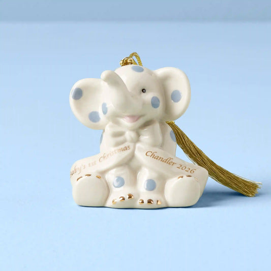Personalized Blue Elephant Ornament