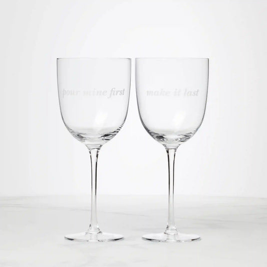Pour Mine & Make It Last Wine Glasses, Set of 2