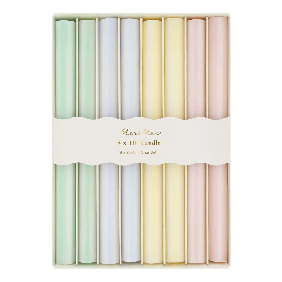 Pastel Striped Table Candles, Set of 8
