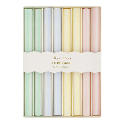 Pastel Striped Table Candles, Set of 8