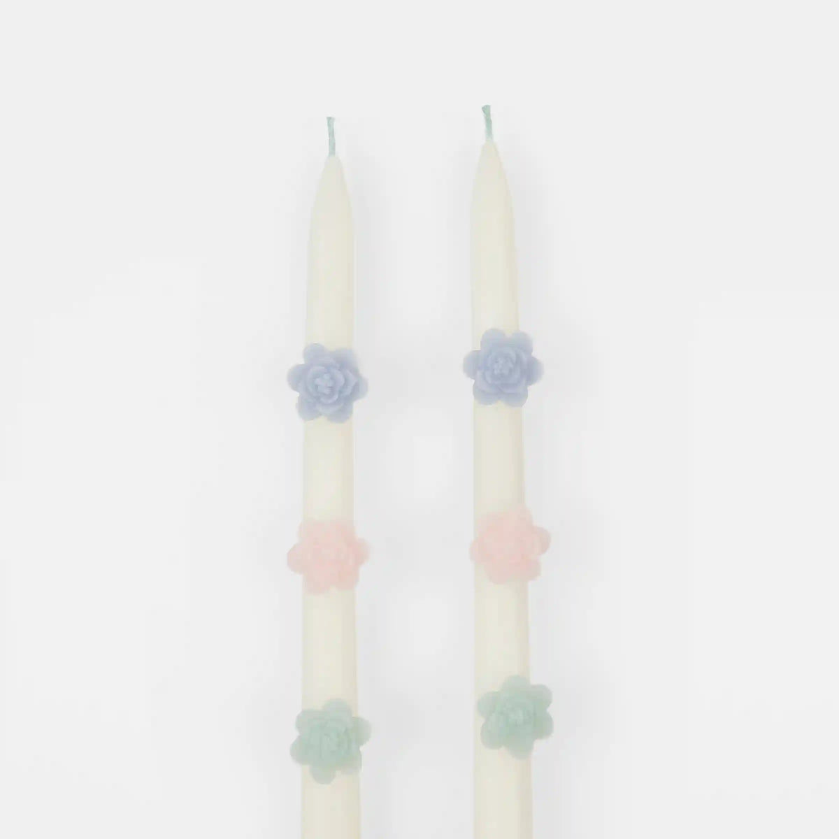 Pastel Flowers Taper Candles, Set of 2