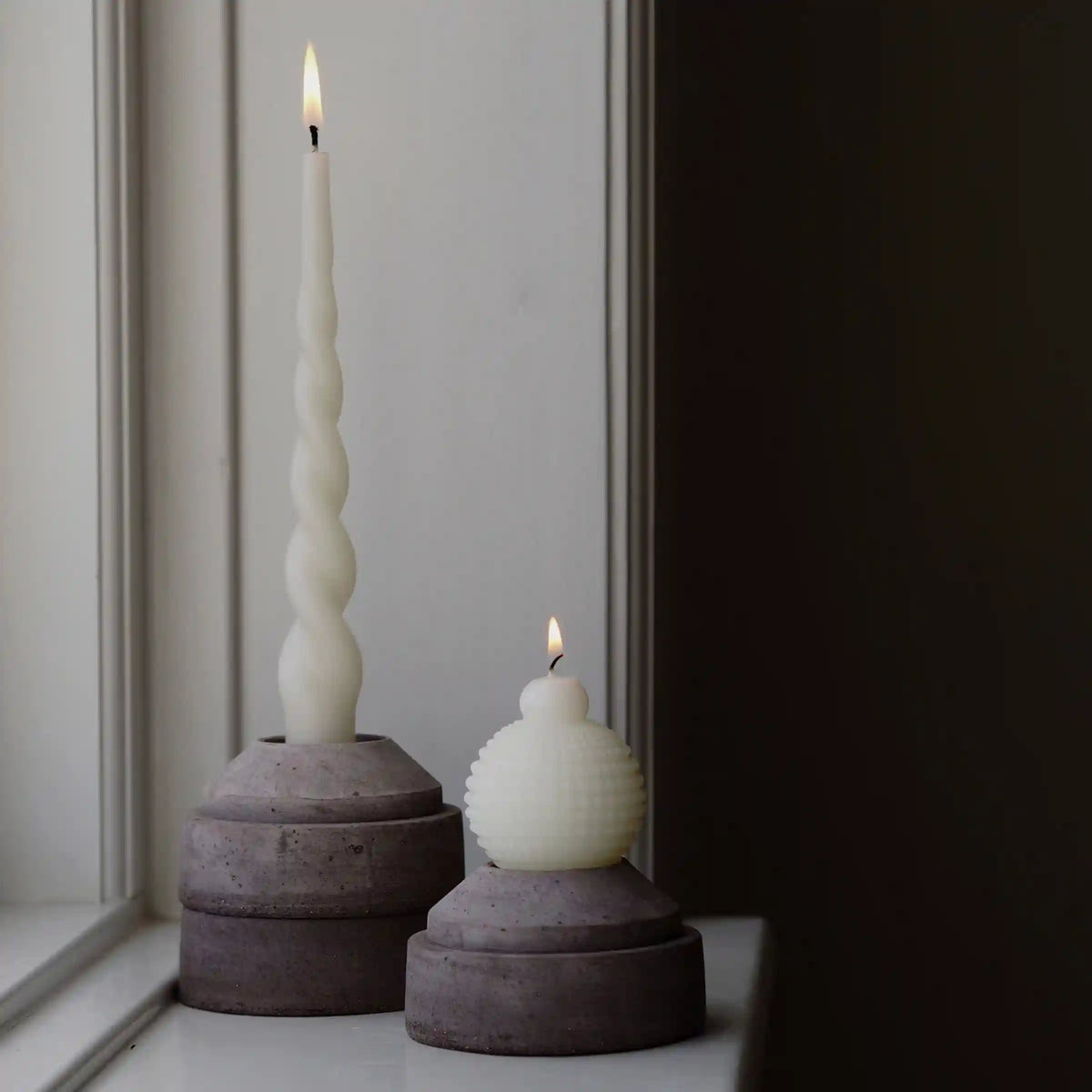 Hoff Raw Grey Candleholder