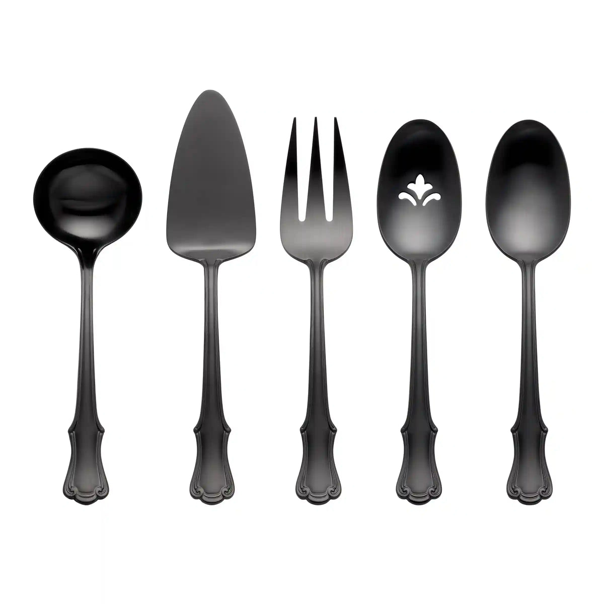 James Street Black Satin 5-Piece Hostess Set