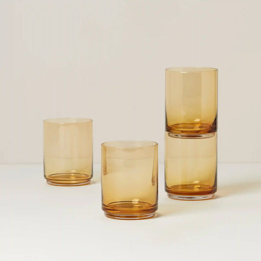 Tuscany Classics Stackable Amber Tall Glasses, Set of 4