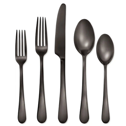 Mirabella Gunmetal Satin 30-Piece Flatware Set