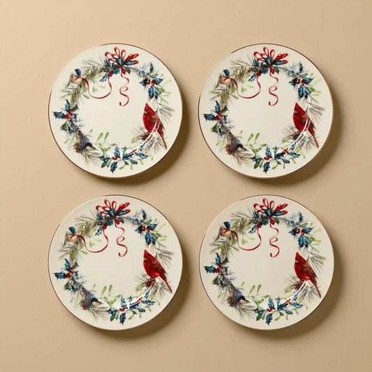 Winter Greetings Salad Plates, Set of 4