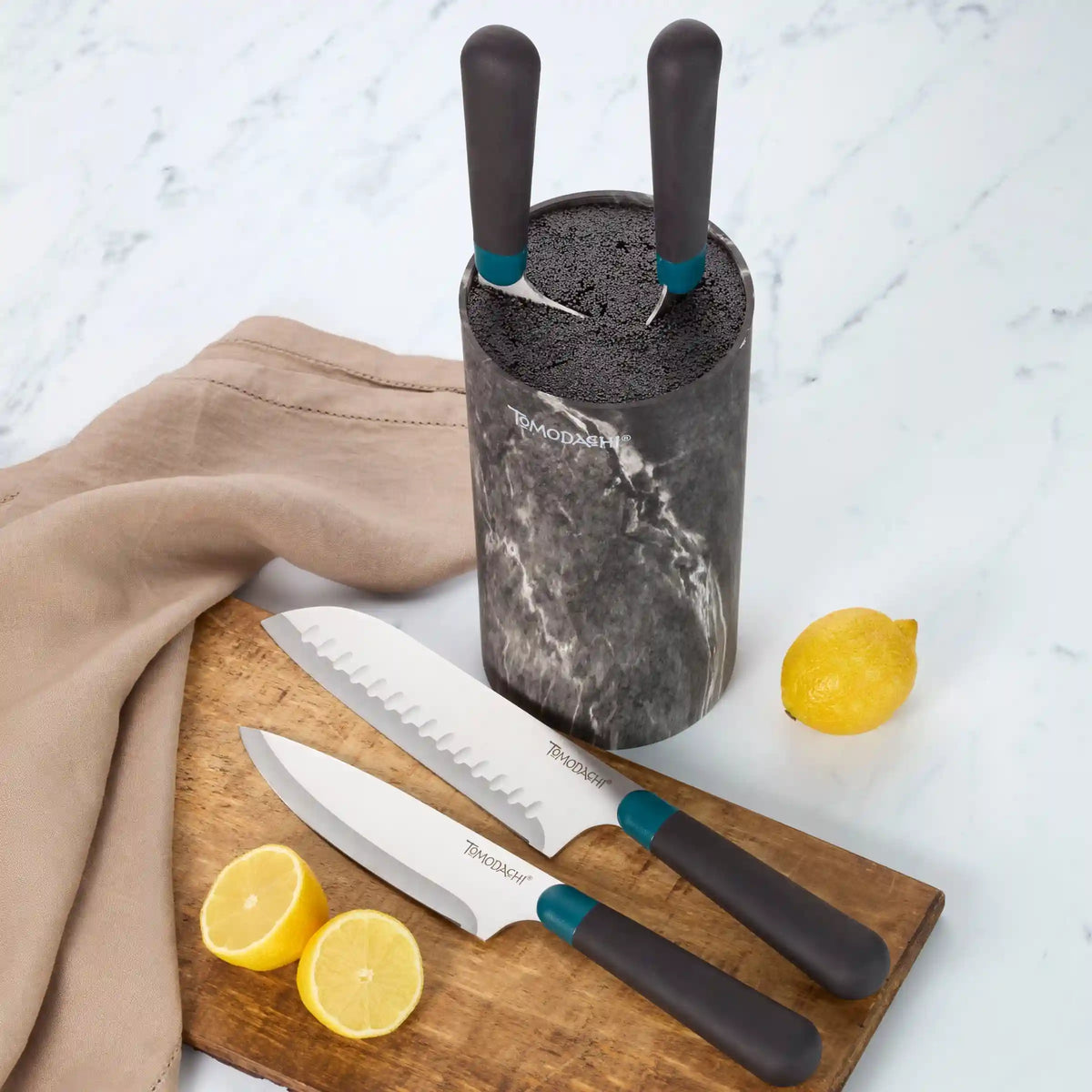 Keen Black Marble 5-Piece Bristle Cutlery Block Set