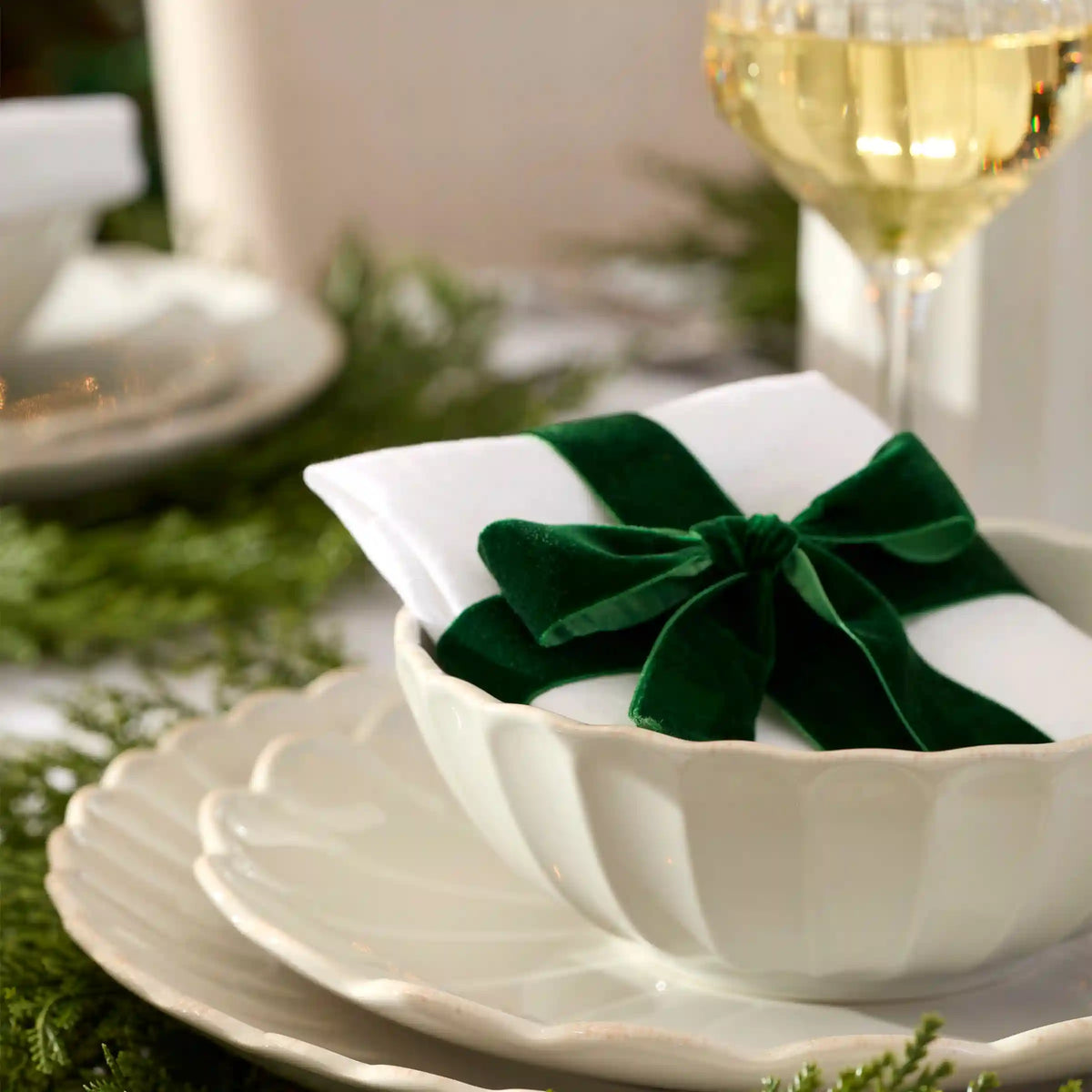 French Perle Scallop White All-Purpose Bowls, Set of 4