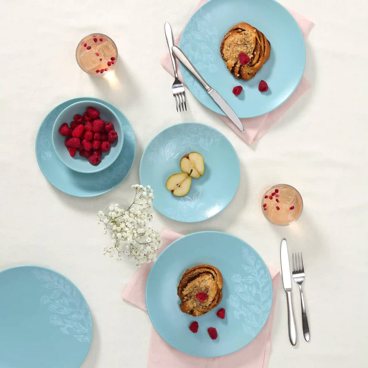 Roseto French Blue 12-Piece Dinnerware Set