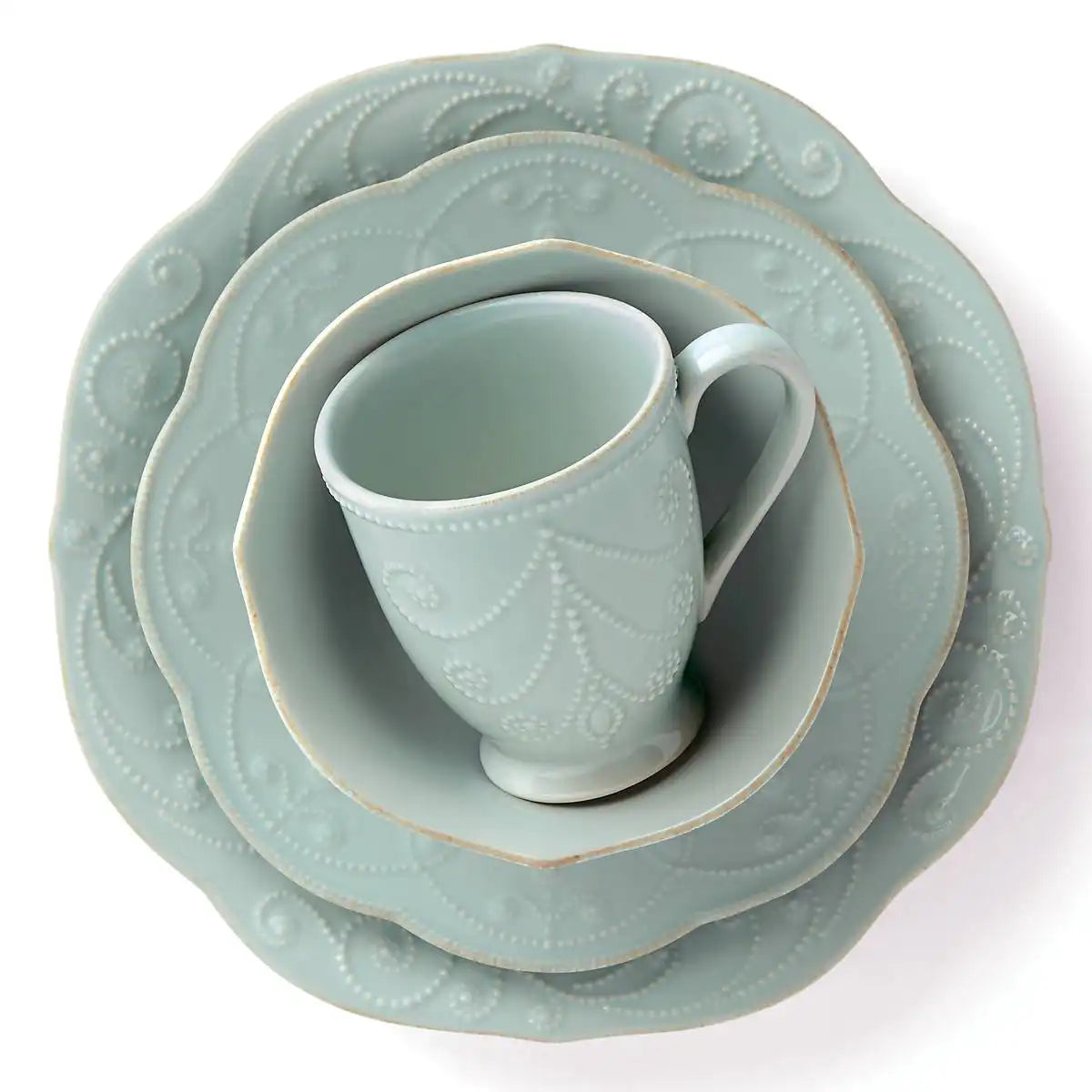 French Perle Ice Blue 4-Piece Place Setting