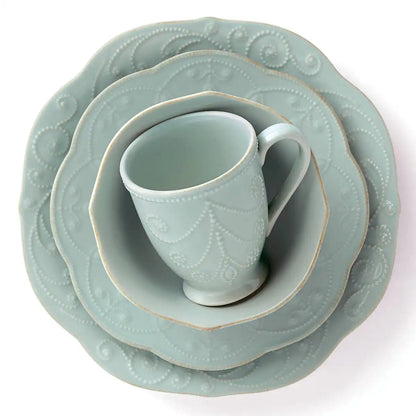 French Perle Ice Blue 4-Piece Place Setting