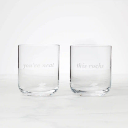This Rocks & You're Neat Double Old-Fashioned Glasses, Set of 2
