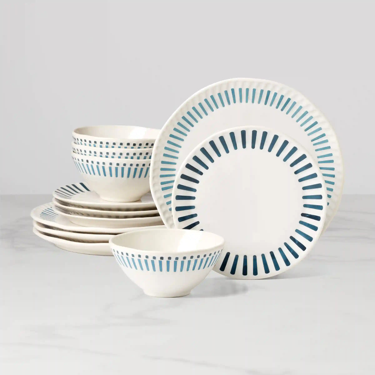 Artisanal Stripe 12-Piece Dinnerware Set