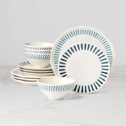 Artisanal Stripe 12-Piece Dinnerware Set