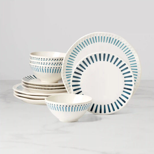 Artisanal Stripe 12-Piece Dinnerware Set