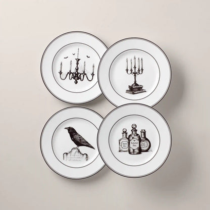 Vintage Halloween Dessert Plates, Set of 4