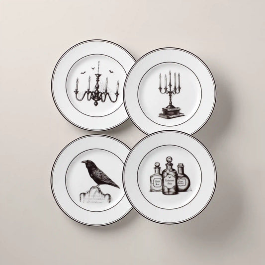 Vintage Halloween Dessert Plates, Set of 4