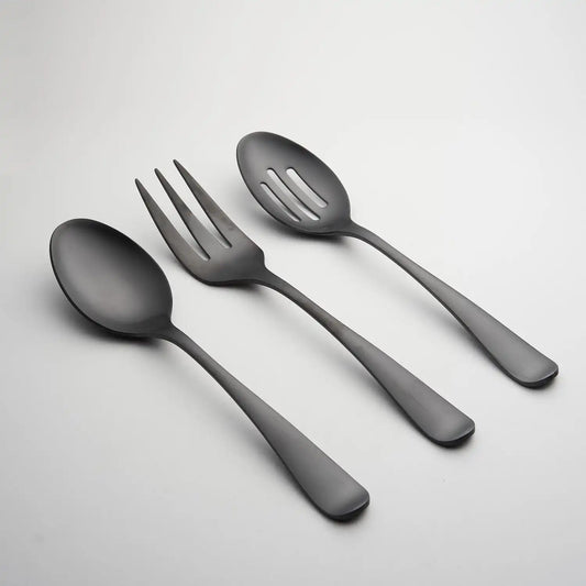 Rhiannon Black Satin 3-Piece Hostess Set