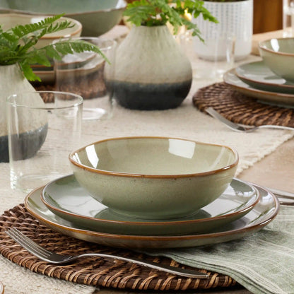 Organic Shades Sage Green 12-Piece Dinnerware Set